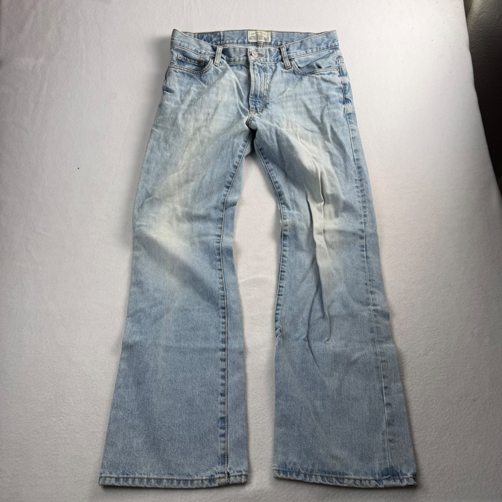 Aeropostale Benton Original Bootcut Jeans Light Wash Blue 31x32 Mens Denim